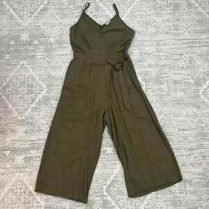 JOA Olive V-Neck Jumpsuit​​​​